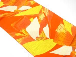 花模様織り出し　名古屋帯